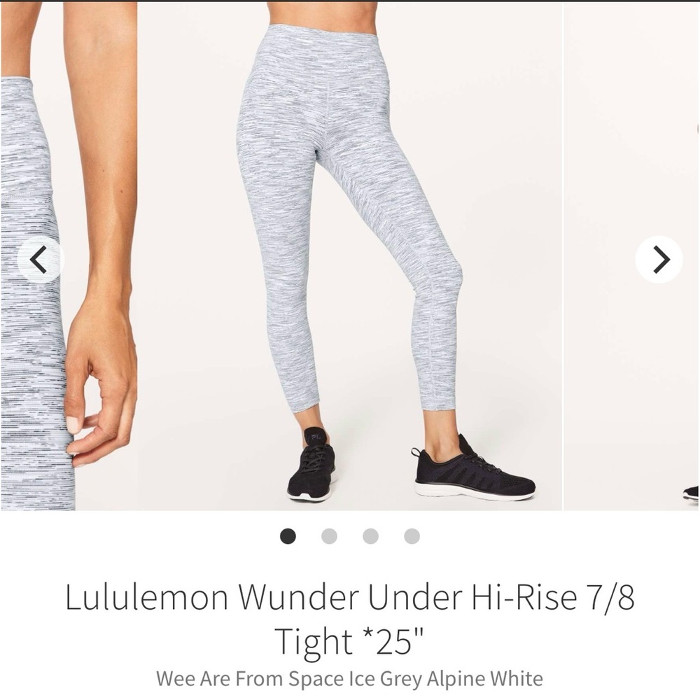 Lululemon Wunder Under Hi-Rise 7/8 Tight  Leggings In Gray Alpine White Size 6